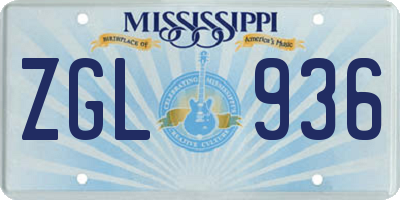 MS license plate ZGL936
