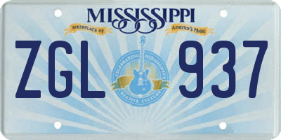 MS license plate ZGL937
