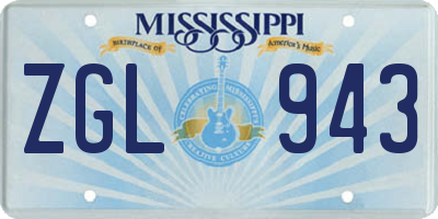 MS license plate ZGL943
