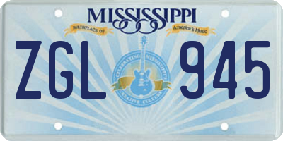 MS license plate ZGL945