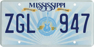 MS license plate ZGL947