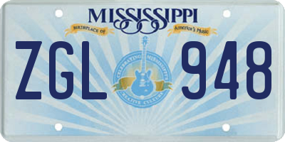 MS license plate ZGL948