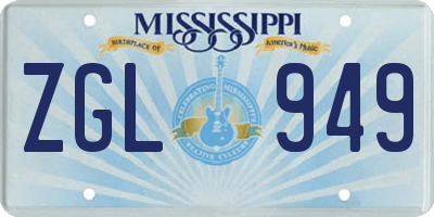 MS license plate ZGL949