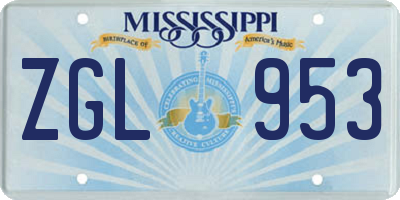 MS license plate ZGL953
