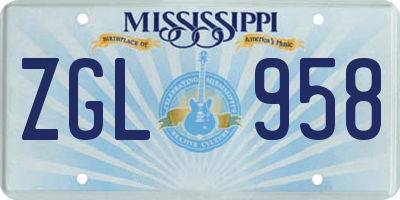 MS license plate ZGL958