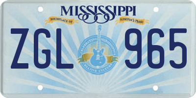 MS license plate ZGL965