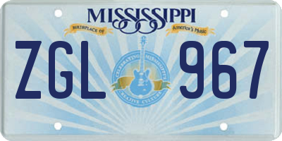 MS license plate ZGL967