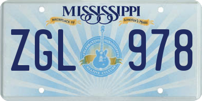 MS license plate ZGL978