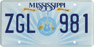 MS license plate ZGL981
