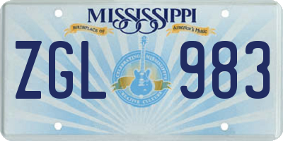 MS license plate ZGL983