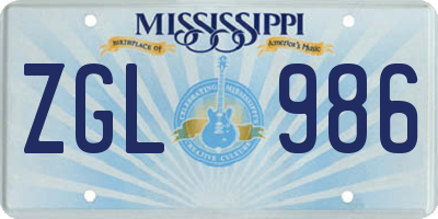MS license plate ZGL986