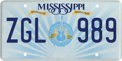 MS license plate ZGL989