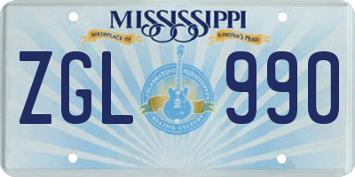 MS license plate ZGL990