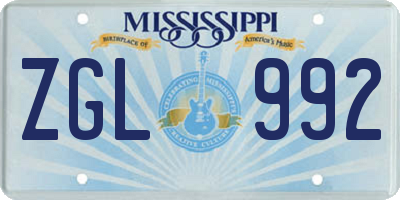MS license plate ZGL992