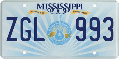 MS license plate ZGL993