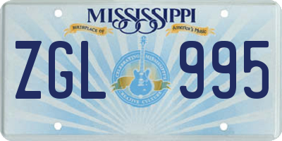 MS license plate ZGL995