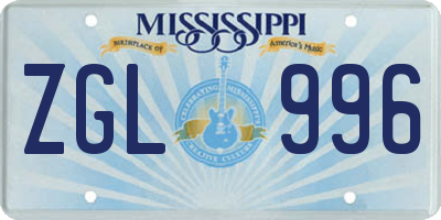 MS license plate ZGL996