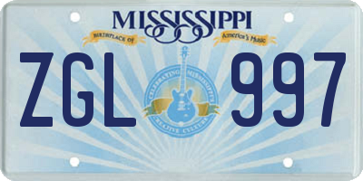 MS license plate ZGL997