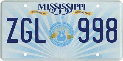 MS license plate ZGL998