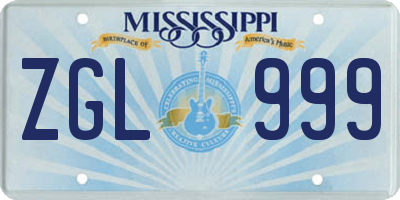 MS license plate ZGL999