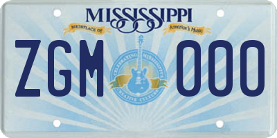 MS license plate ZGM000