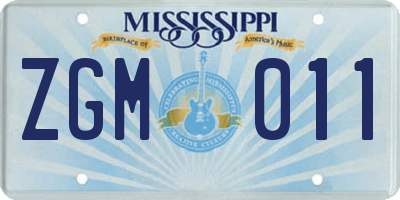 MS license plate ZGM011