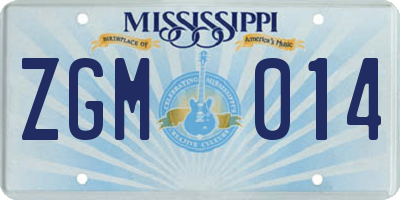 MS license plate ZGM014