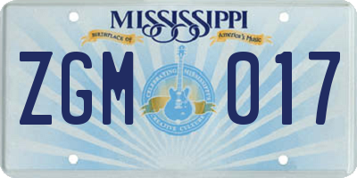 MS license plate ZGM017