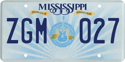 MS license plate ZGM027