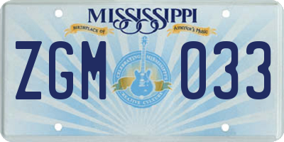 MS license plate ZGM033