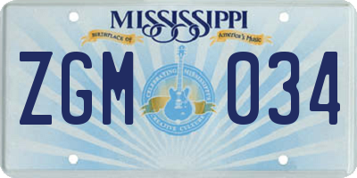 MS license plate ZGM034