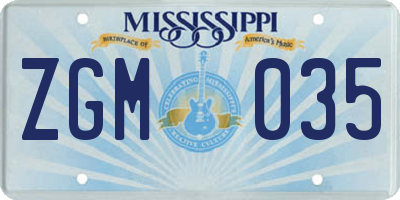 MS license plate ZGM035