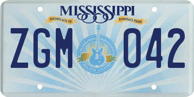 MS license plate ZGM042