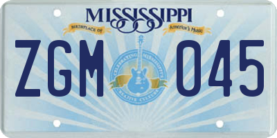 MS license plate ZGM045