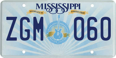 MS license plate ZGM060