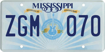 MS license plate ZGM070