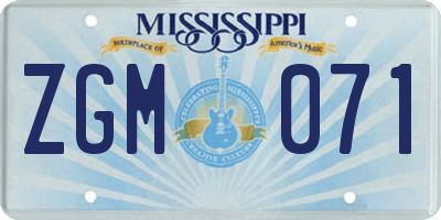 MS license plate ZGM071