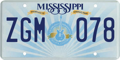 MS license plate ZGM078