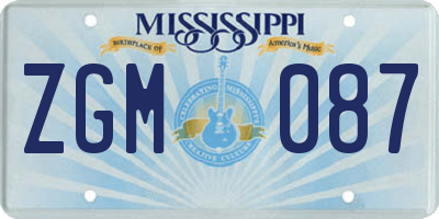 MS license plate ZGM087