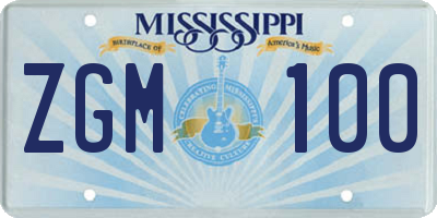 MS license plate ZGM100