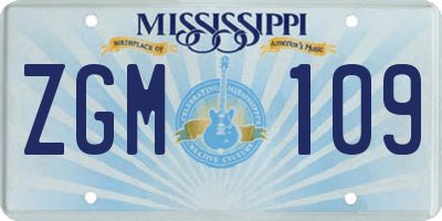 MS license plate ZGM109