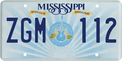 MS license plate ZGM112