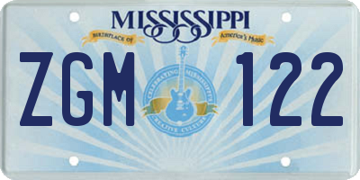 MS license plate ZGM122