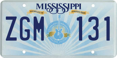 MS license plate ZGM131
