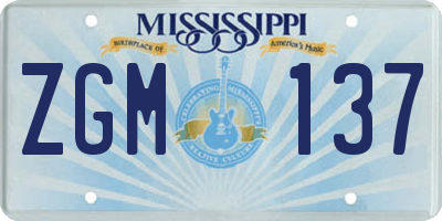 MS license plate ZGM137