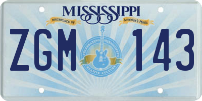 MS license plate ZGM143