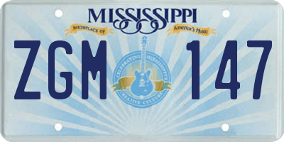 MS license plate ZGM147