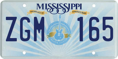 MS license plate ZGM165