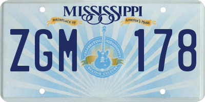 MS license plate ZGM178