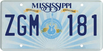 MS license plate ZGM181